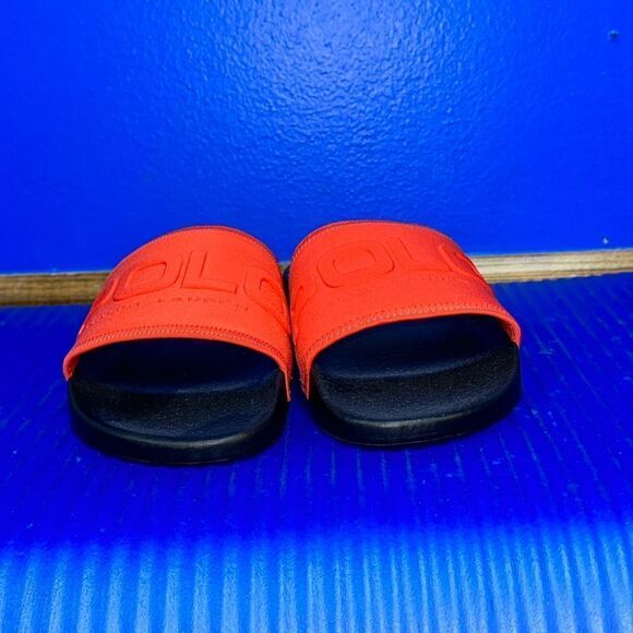 Size 11- POLO RALPH LAUREN RED BLACK NEOPRENE SLIDE SLIDES SANDALS FLIP FLOPS - Picture 5 of 7